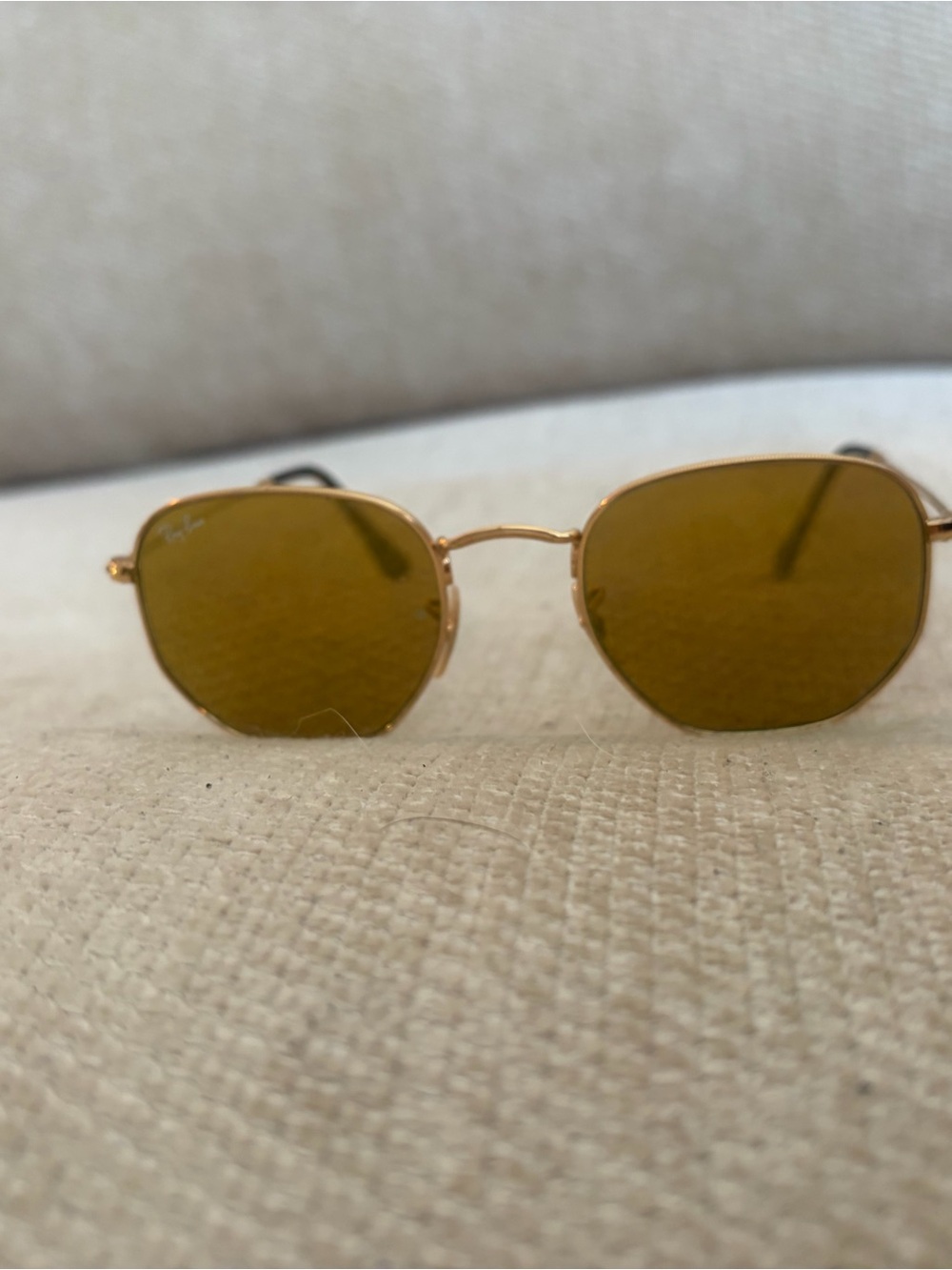 Ray-Ban Gold Frame Sunglasses with Olive-Brown Lenses